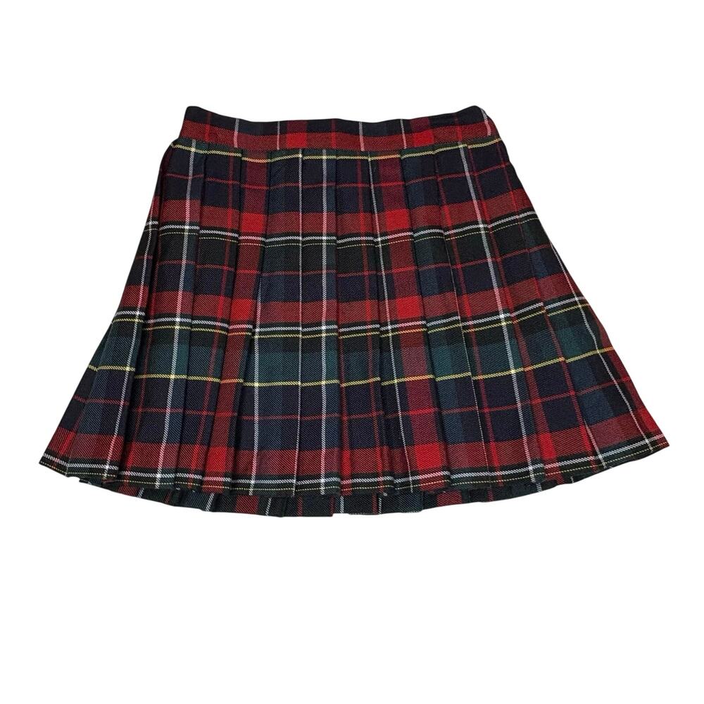 Vintage Tartan Plaid Pleated Skirt Toddler Girls 3T | Red Green Christmas